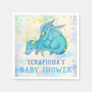Serviette En Papier Cute Blue Dragon Boys Baby shower Napkin