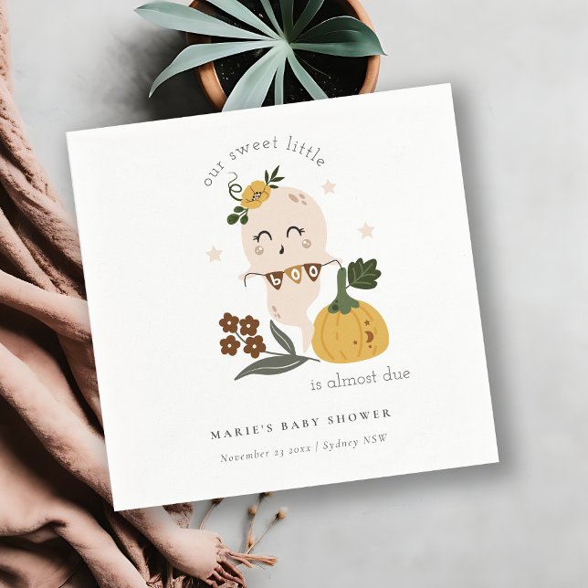 Serviette En Papier Cute Blue Halloween Ghost Little Boo Baby shower (Créateur téléchargé)