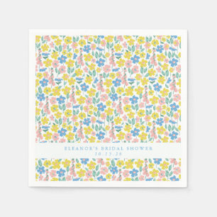 Serviette En Papier Cute Blue Jaune Floral Fête des mariées personnali