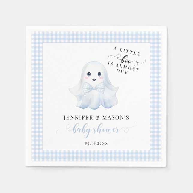 Serviette En Papier Cute Blue Little Boo Ghost Bow Baby Boy Douche (Devant)