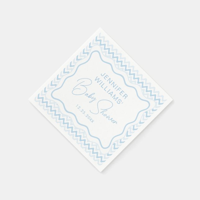 Serviette En Papier Cute Blue Wavy Scallop Disco Baby Boy Douche Papie (Coin)