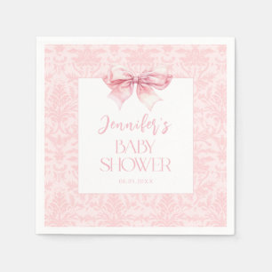 Serviette En Papier Cute Blush Pink Bow Ribbon Sweet Baby Girl Douche
