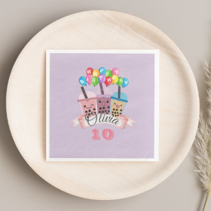 Serviette En Papier Cute Boba Thé Anniversaire Célébration serviettes
