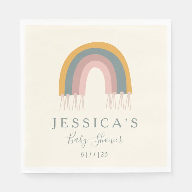 Serviette En Papier Cute Boho arc en ciel Baby shower simple Personnal (Devant)