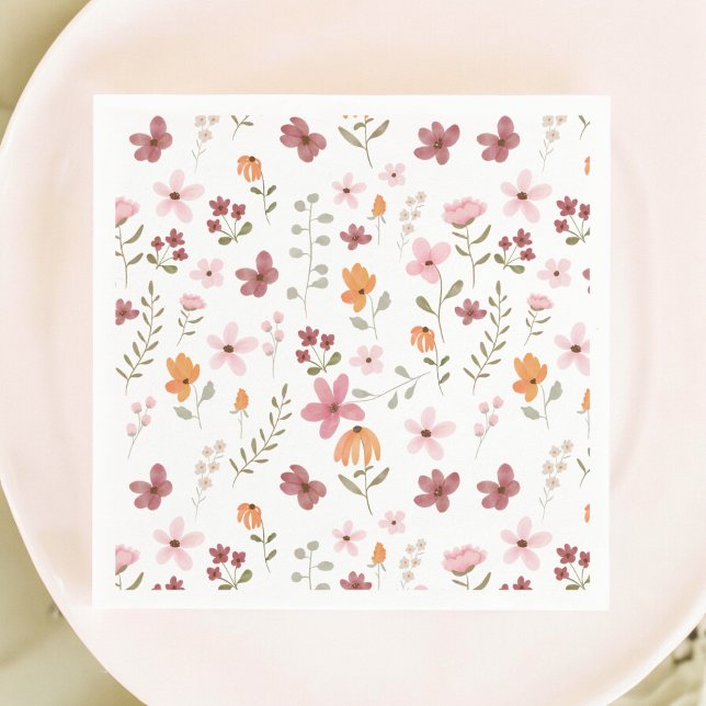 Serviette En Papier Cute boho meadow petit fleur sauvage douche nuptia (Cute boho meadow little wildflower bridal shower napkins)