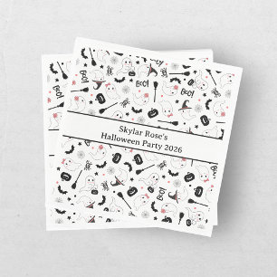 Serviette En Papier Cute Boo Éffrayant Fantôme Halloween Fille Rose