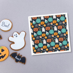 Serviette En Papier Cute Boo Ghost Citrouille Candy Halloween Motif