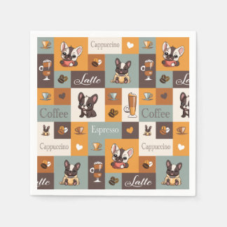 Serviette En Papier Cute Bulldog Coffee Love