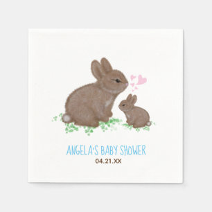 Serviette En Papier Cute Bunnies Coeurs Personnalisé Baby shower Garço