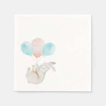 Cute Bunny Holding Ballons Papier Napkin