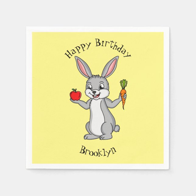 Serviette En Papier Cute bunny rabbit with vegetables (Devant)
