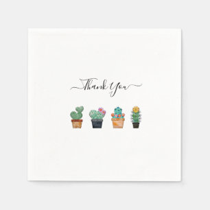 Serviette En Papier Cute Cactus Merci de fleurs vertes