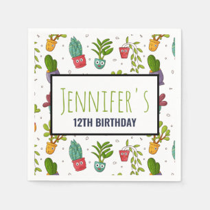 Serviette En Papier Cute Cactus Nature Succulents Motif Anniversaire