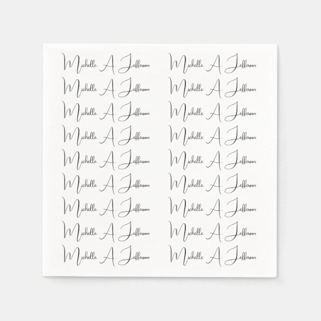 Serviette En Papier Cute Calligraphy Créative tendance Nom personnalis (Devant)