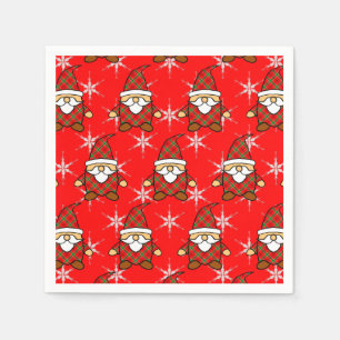 Serviette En Papier Cute Carton Gnome Motif Noël Napkins