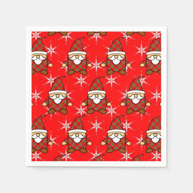 Serviette En Papier Cute Carton Gnome Motif Noël Napkins (Devant)