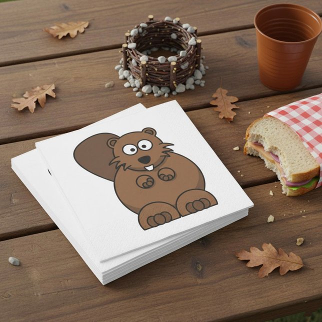 Serviette En Papier Cute Cartoon Beaver Funny Bois Animal (Créateur téléchargé)