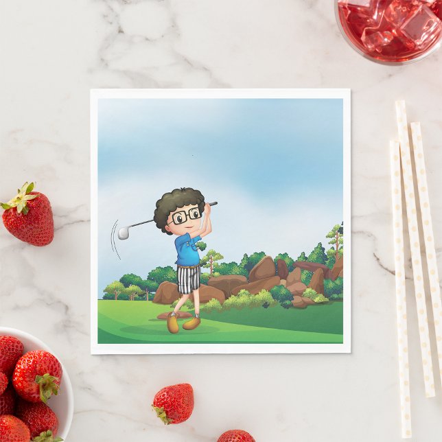 Serviette En Papier Cute Cartoon Boy Golf Fun Golf Amusant Golf Lover  (Créateur téléchargé)