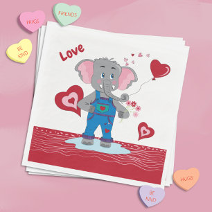 Serviette En Papier Cute Cartoon Elephant Blanc et Rouge serviettes en