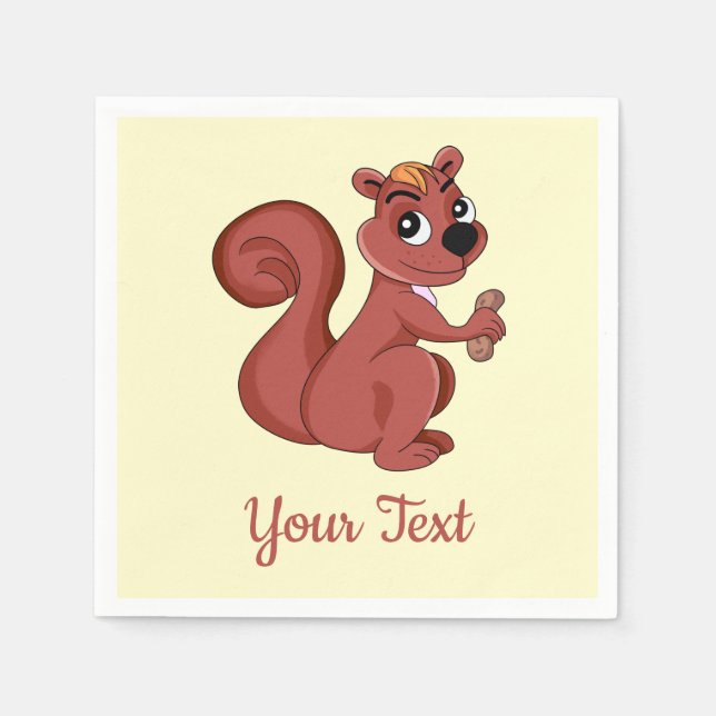 Serviette En Papier Cute cartoon squirrel with a peanut  napkins (Devant)