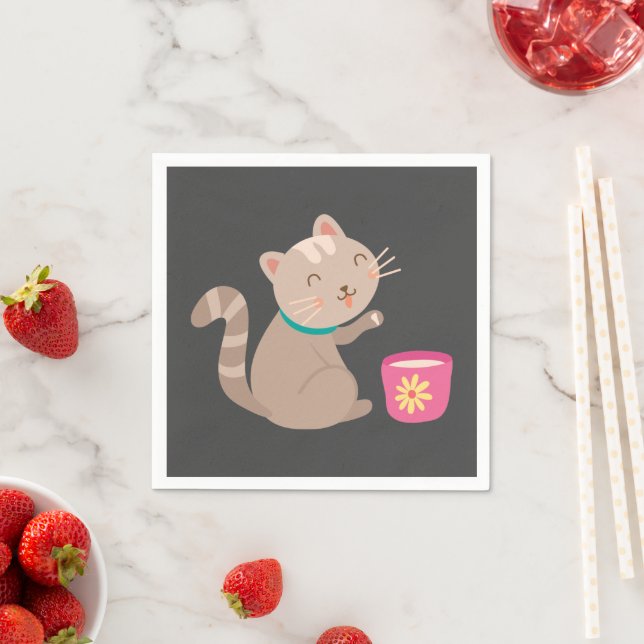 Serviette En Papier Cute cat (En situation)