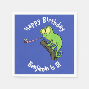 Serviette En Papier Cute chameleon attraper un dessin animé