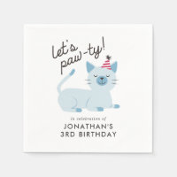 Cute Chat Anniversaire de enfant Party Blue