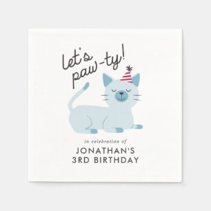 Serviette En Papier Cute Chat Anniversaire de enfant Party Blue