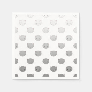 Serviette En Papier Cute Chat fait face à Motif gris