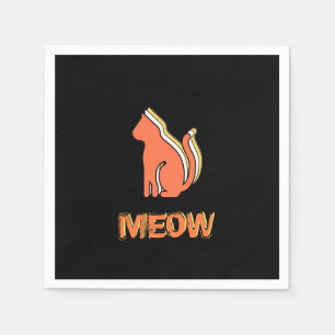 Serviette En Papier Cute Chat, Orange & Animal Jaune, Pop Art Abstrait