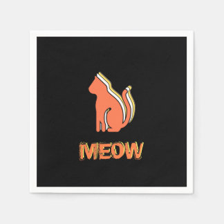 Serviette En Papier Cute Chat, Orange & Animal Jaune, Pop Art Abstrait