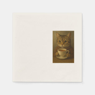 Serviette En Papier Cute chaton boit du thé avec vous.