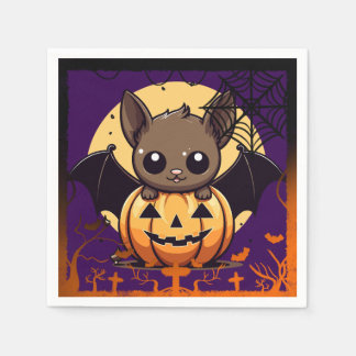 Serviette En Papier Cute chauve-souris Halloween Napkin