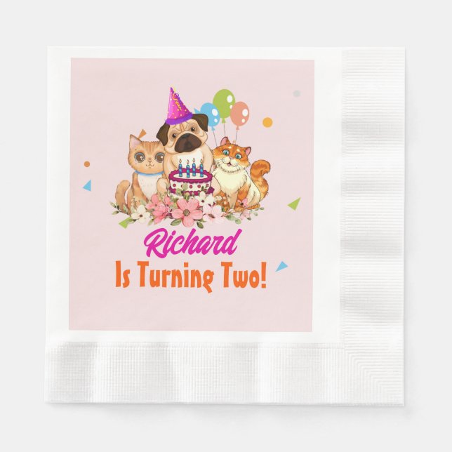 Serviette En Papier Cute Chien Chiot Puppy Theme Fête d'Anniversaire d (Devant)