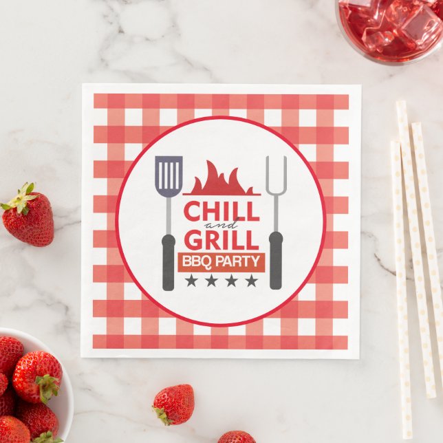 Serviette En Papier Cute chill and grill party barbecue (En situation)