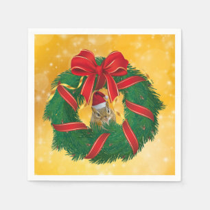 Serviette En Papier Cute Chipmunk couronne de Noël