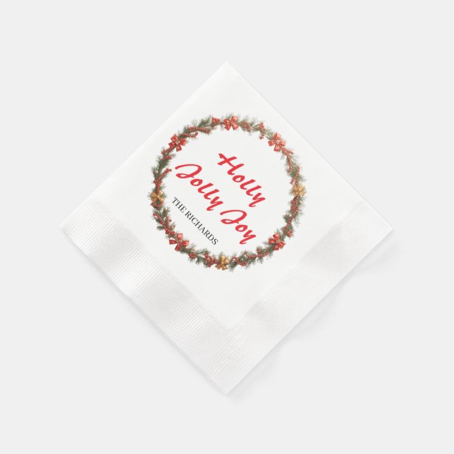 Serviette En Papier Cute Christmas Floral Wreath Holiday Napkins  (Coin)