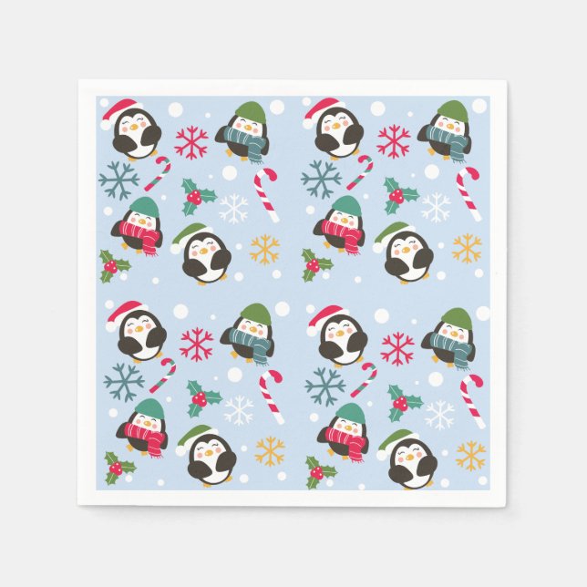 Serviette En Papier Cute Christmas Penguin (Devant)
