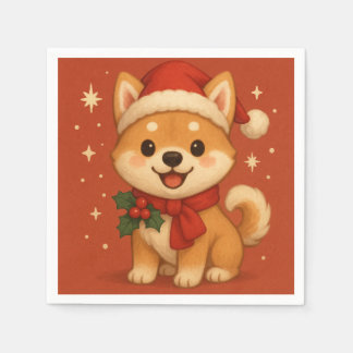 Serviette En Papier Cute Christmas puppy