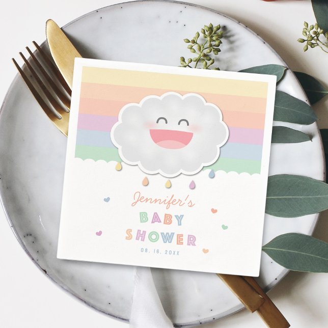 Serviette En Papier Cute Cloud Raindrops Baby shower neutre pour les f (Créateur téléchargé)