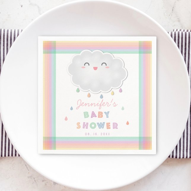 Serviette En Papier Cute Cloud Raindrops Baby shower neutre pour les f (Créateur téléchargé)