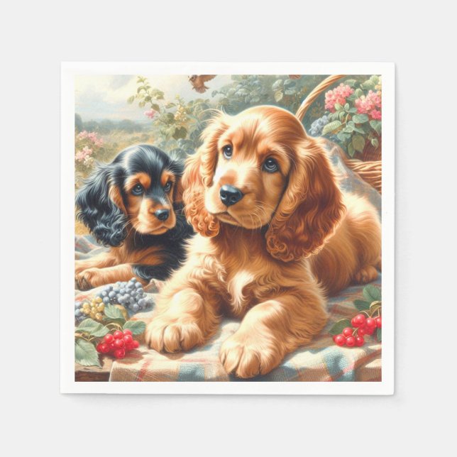 Serviette En Papier Cute Cocker Peinture Espagnole (Devant)