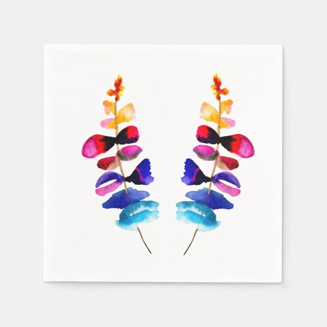 Serviette En Papier Cute colorful leaves watercolor (Devant)