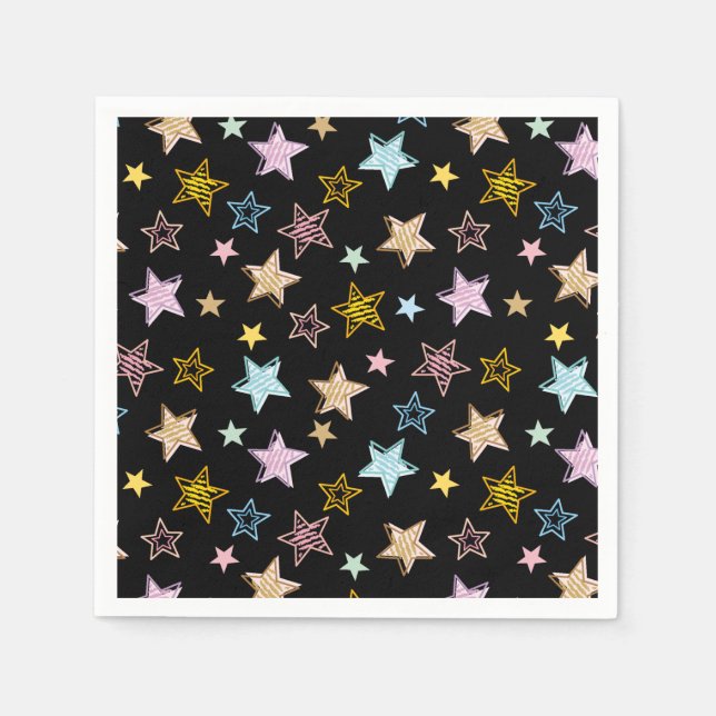 Serviette En Papier Cute Colorful Pastel Stars Pattern (Devant)