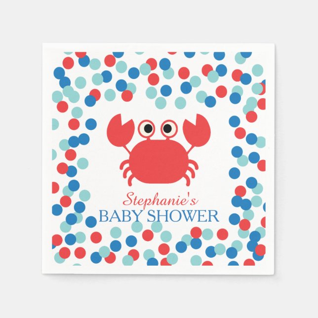 Serviette En Papier Cute Confetti Baby shower de crabe Nautique Napkin (Devant)