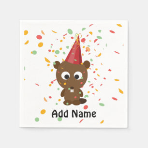Serviette En Papier Cute Confetti Party Beaver