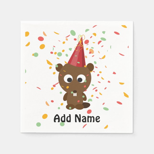 Serviette En Papier Cute Confetti Party Beaver (Devant)