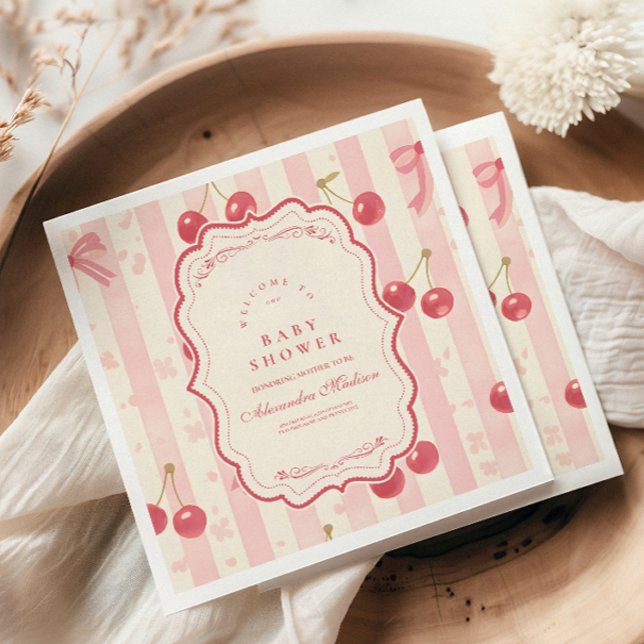 Serviette En Papier Cute Coquette cerise sur le Baby shower supérieur (Créateur téléchargé)