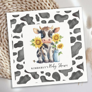 Serviette En Papier Cute Cow Sunflowers Ferme Animal Calf Baby shower