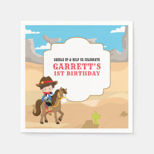 Serviette En Papier Cute Cowboy 1ère fête d'anniversaire